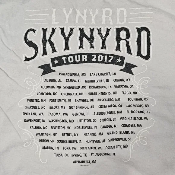 Lynyrd Skynyrd Tshirt XL Band Music Classic Rock Tour Concert 2017 Southern - Picture 5 of 9